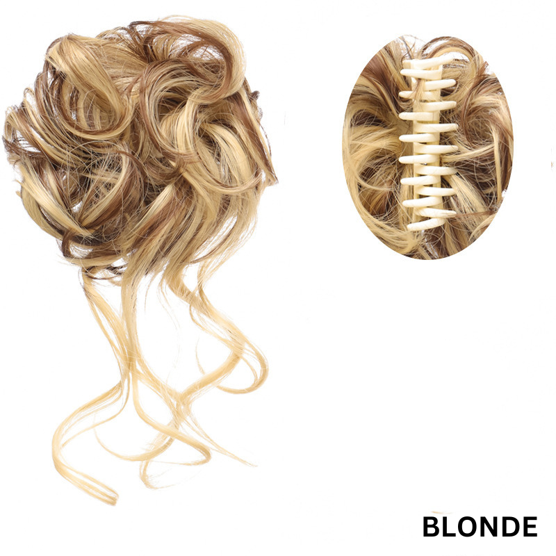 Messy Bun Hair Wavy Curly with Claw Clip Super Natural Look Kalsten