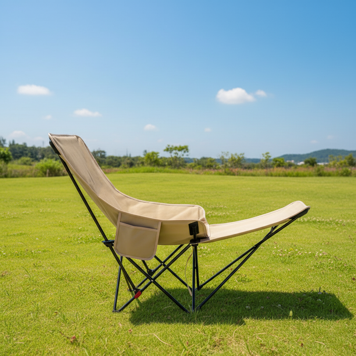 Contemporary Industrial Oxford Fabric Carbon Steel Foldable Camping Chair Backrest Footrest For Outdoor Patio | Kalsten