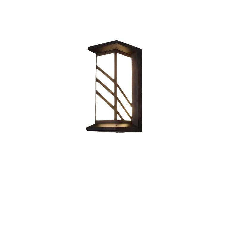 Traditional Chinese Rectangular Waterproof Aluminum Acrylic LED Wall Sconce Lamp For Outdoor Patios | Kalsten