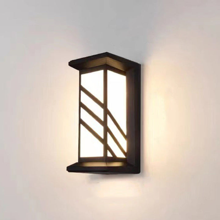 Traditional Chinese Rectangular Waterproof Aluminum Acrylic LED Wall Sconce Lamp For Outdoor Patios | Kalsten