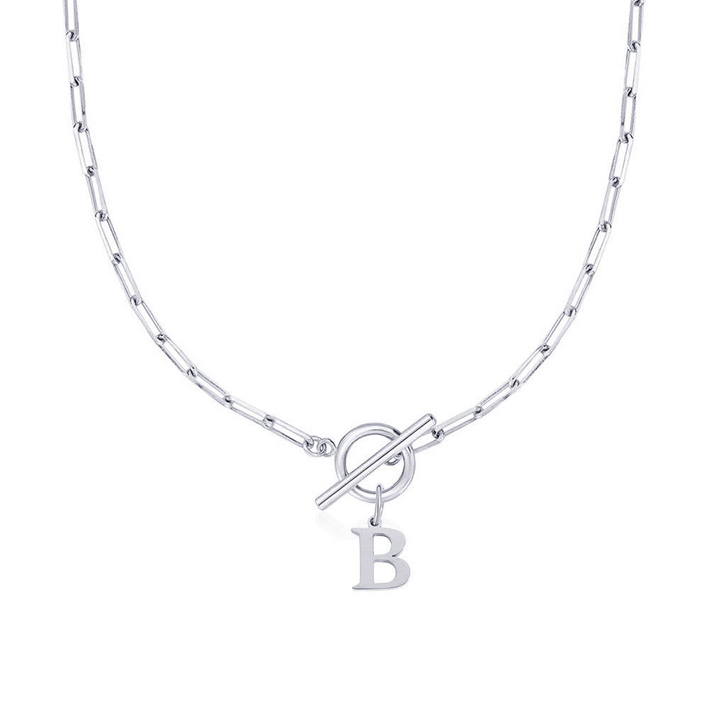 Kalsten | Paperclip Letter Initial Circle Lock Clasp Necklace