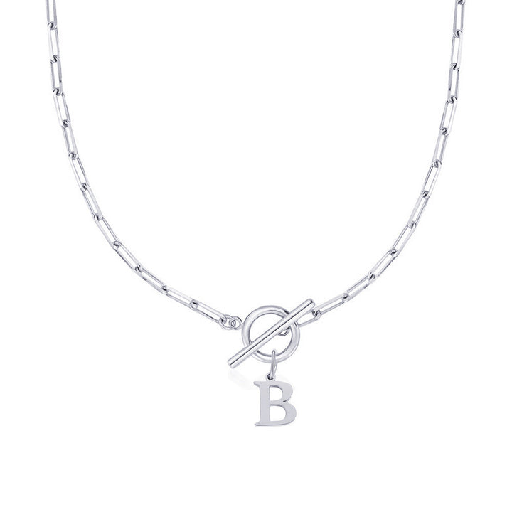 Kalsten | Paperclip Letter Initial Circle Lock Clasp Necklace