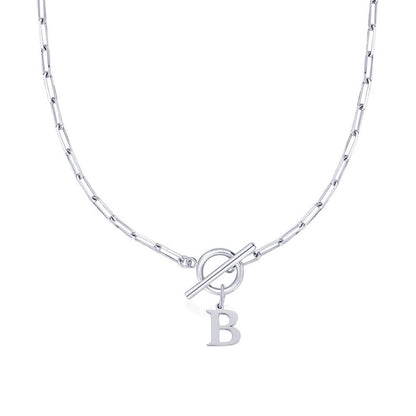 Karnz | Paperclip Initial Letter Circle Lock Necklace