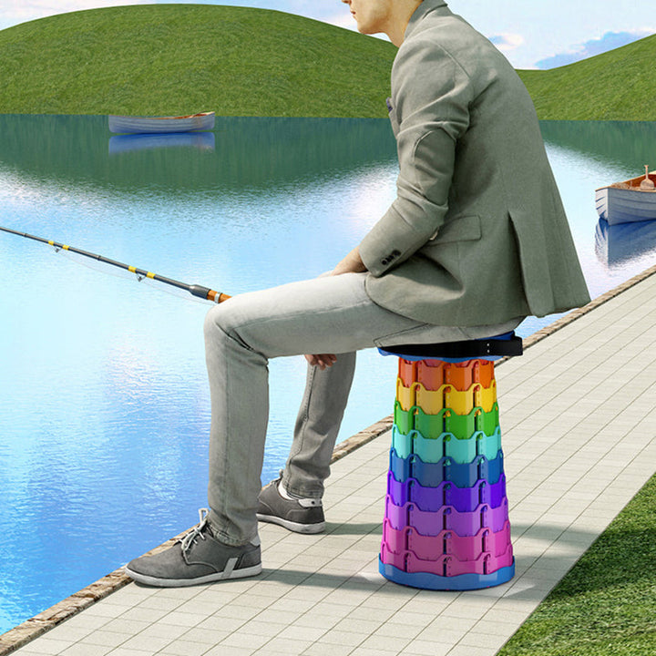 Modern Minimalist Cylindrical PP Extendable Folding Stool For Outdoor | Kalsten
