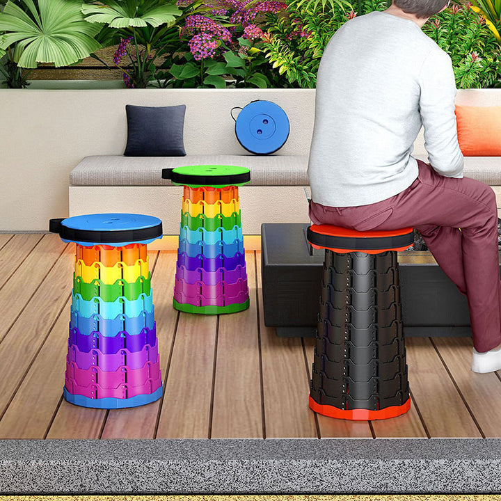 Modern Minimalist Cylindrical PP Extendable Folding Stool For Outdoor | Kalsten