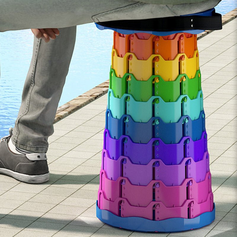 Modern Minimalist Cylindrical PP Extendable Folding Stool For Outdoor | Kalsten