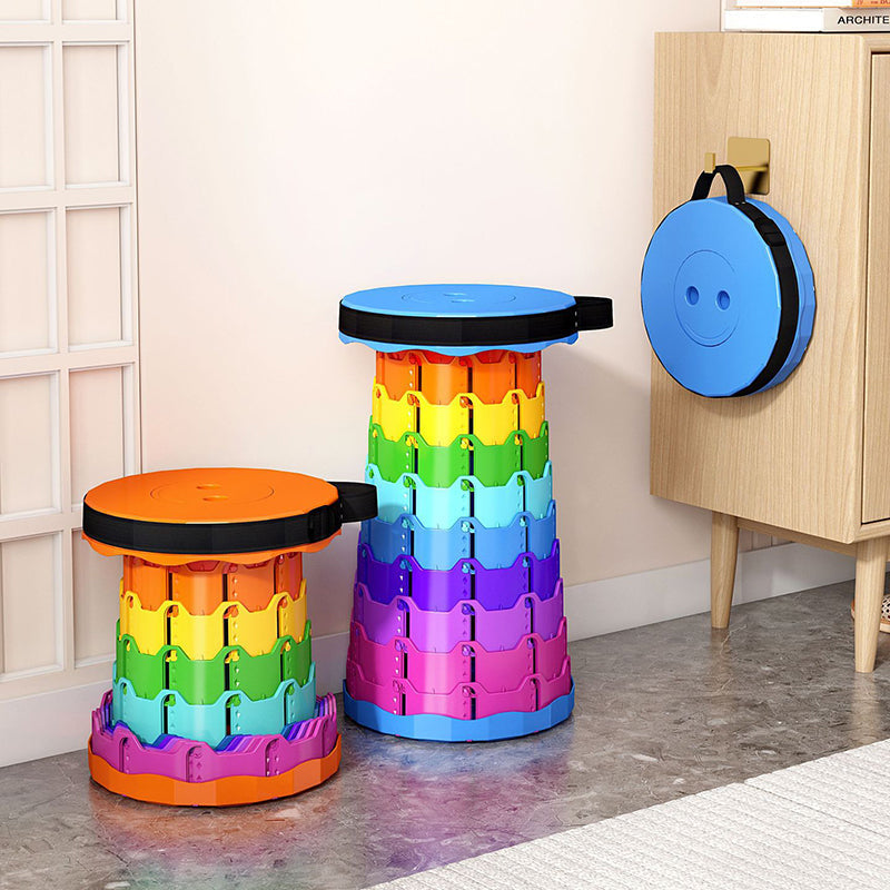 Modern Minimalist Cylindrical PP Extendable Folding Stool For Outdoor | Kalsten
