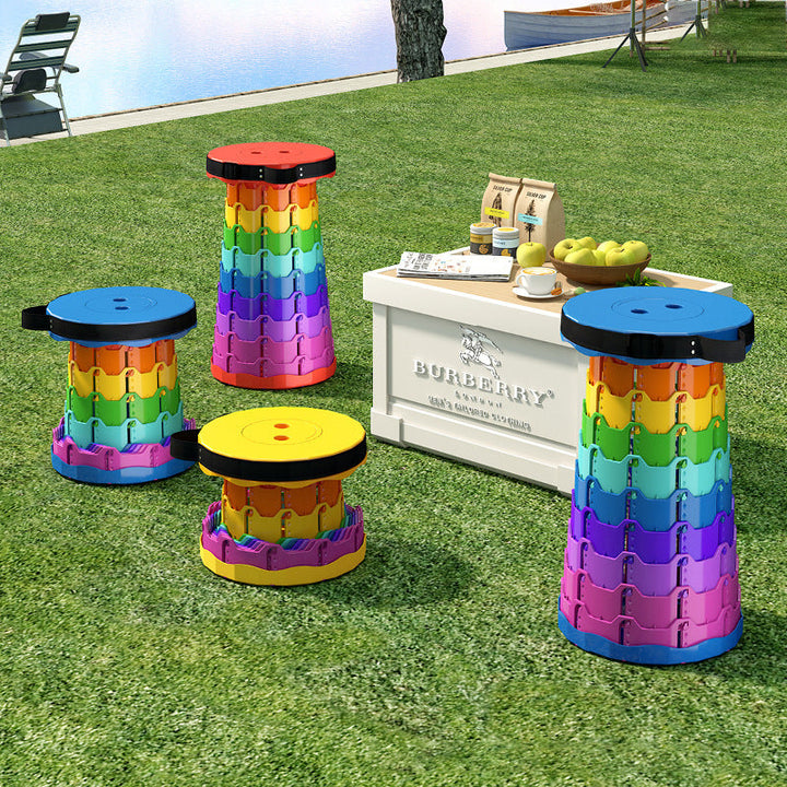 Modern Minimalist Cylindrical PP Extendable Folding Stool For Outdoor | Kalsten