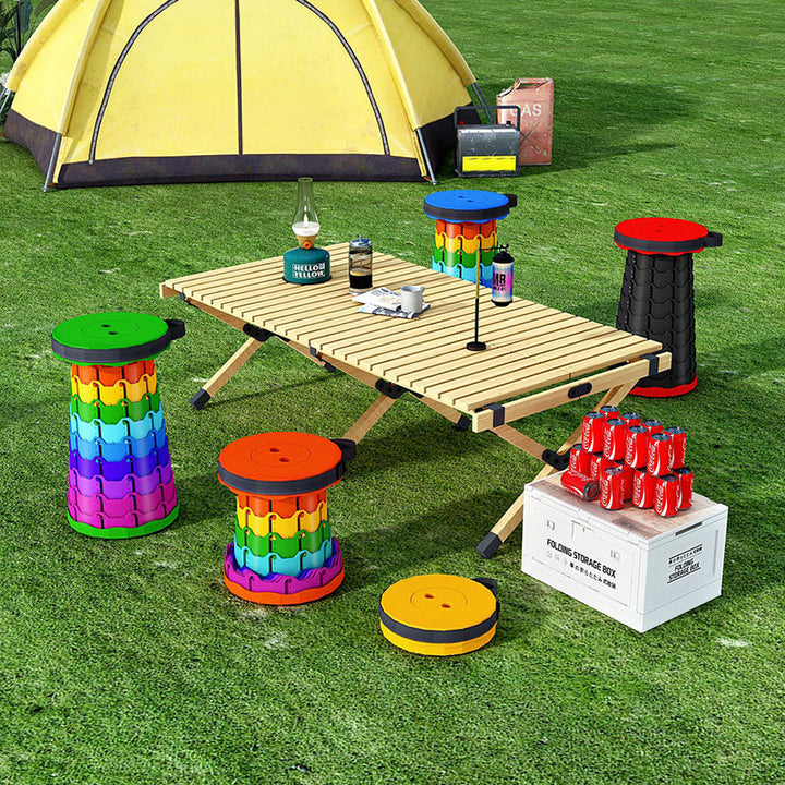 Modern Minimalist Cylindrical PP Extendable Folding Stool For Outdoor | Kalsten