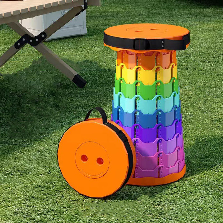 Modern Minimalist Cylindrical PP Extendable Folding Stool For Outdoor | Kalsten