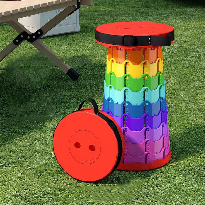 Modern Minimalist Cylindrical PP Extendable Folding Stool For Outdoor | Kalsten