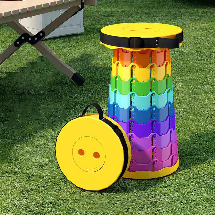 Modern Minimalist Cylindrical PP Extendable Folding Stool For Outdoor | Kalsten