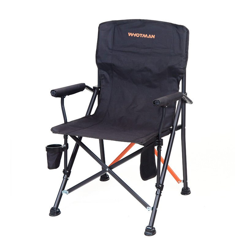 Modern Minimalist Square Carbon Steel Oxford Fabric Foldable Backrest Armrest Black Camping Chair For Outdoor | Kalsten