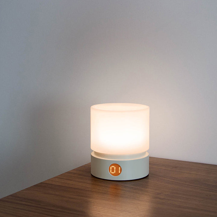 Contemporary Nordic Timer Rechargeable ABS HIPS Silicone Cylinder LED Table Lamp Night Light for Nightstand | Kalsten