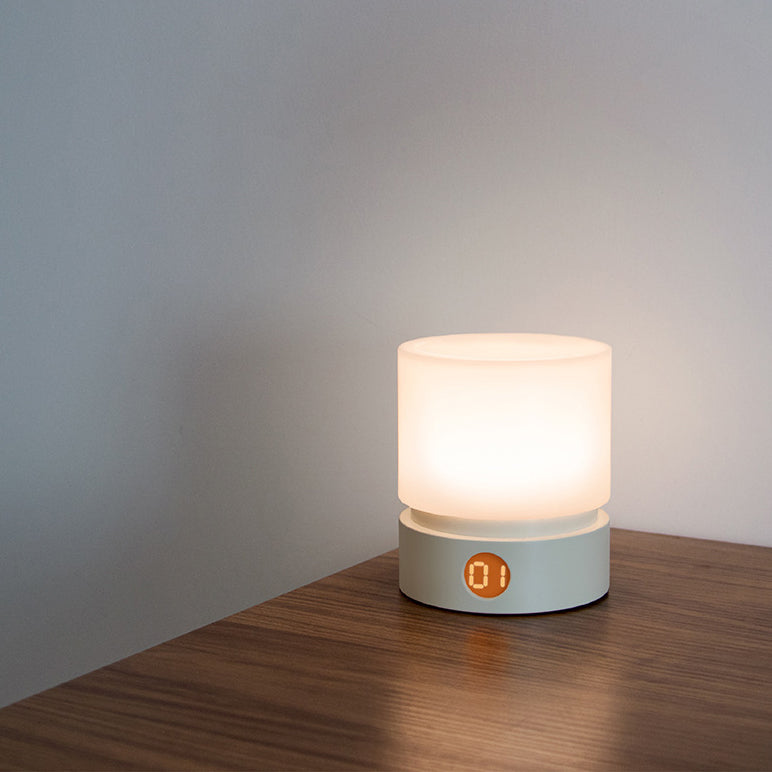 Contemporary Nordic Timer Rechargeable ABS HIPS Silicone Cylinder LED Table Lamp Night Light for Nightstand | Kalsten