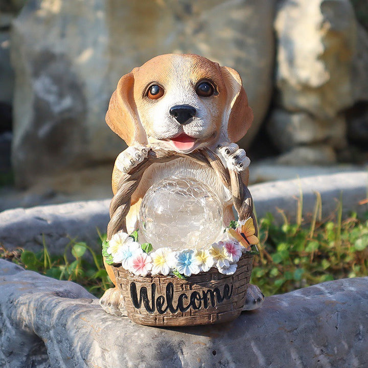 Contemporary Creative Resin Dog-Shaped LED Solar Waterproof Outdoor Light For Garden, Yard & Patio | Kalsten