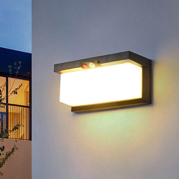 Modern Minimalist Solar & Waterproof Plastic & PC Rectangular LED Wall Sconce Lamp For Outdoor, Patio & Garden | Kalsten