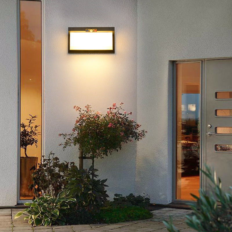 Modern Minimalist Solar & Waterproof Plastic & PC Rectangular LED Wall Sconce Lamp For Outdoor, Patio & Garden | Kalsten