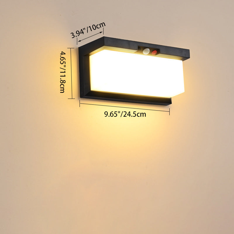 Modern Minimalist Solar & Waterproof Plastic & PC Rectangular LED Wall Sconce Lamp For Outdoor, Patio & Garden | Kalsten