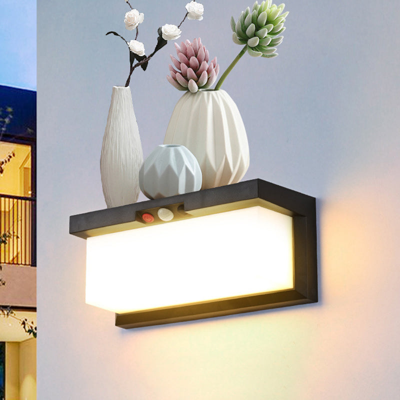 Modern Minimalist Solar & Waterproof Plastic & PC Rectangular LED Wall Sconce Lamp For Outdoor, Patio & Garden | Kalsten