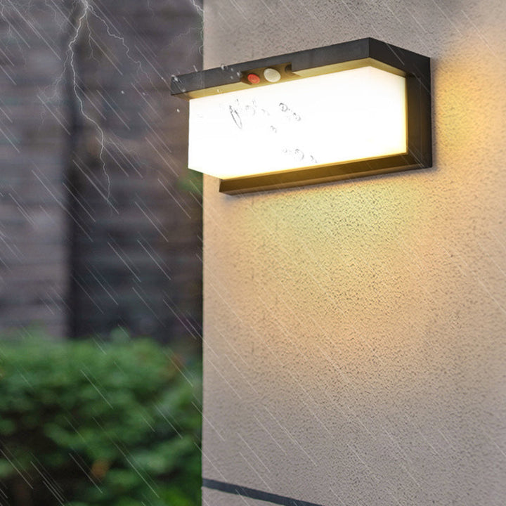 Modern Minimalist Solar & Waterproof Plastic & PC Rectangular LED Wall Sconce Lamp For Outdoor, Patio & Garden | Kalsten