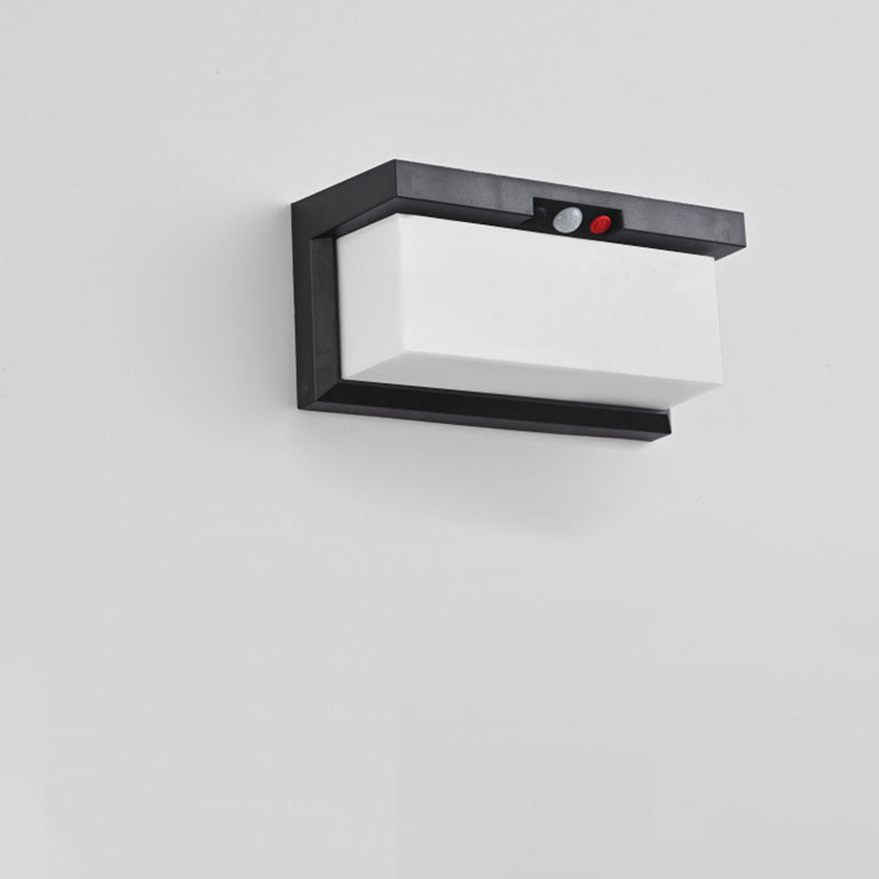 Modern Minimalist Solar & Waterproof Plastic & PC Rectangular LED Wall Sconce Lamp For Outdoor, Patio & Garden | Kalsten