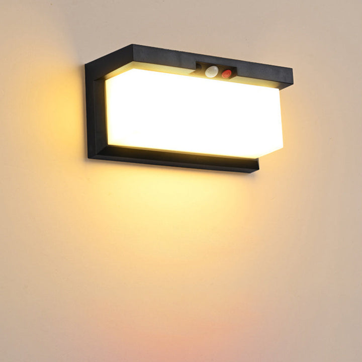 Modern Minimalist Solar & Waterproof Plastic & PC Rectangular LED Wall Sconce Lamp For Outdoor, Patio & Garden | Kalsten