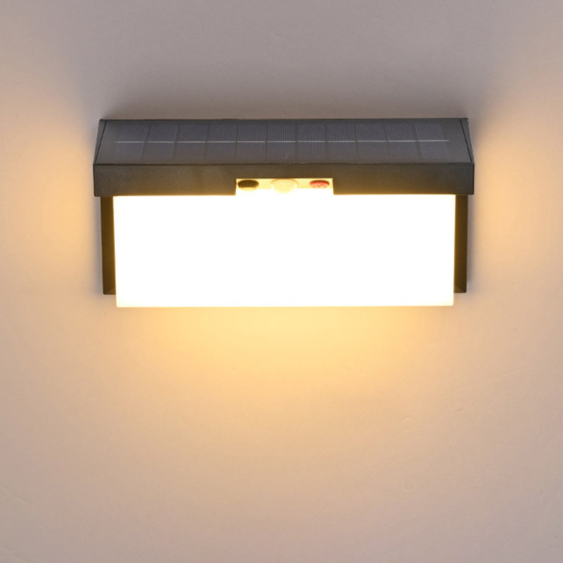 Modern Minimalist Solar & Waterproof Plastic & PC Rectangular LED Wall Sconce Lamp For Outdoor, Patio & Garden | Kalsten