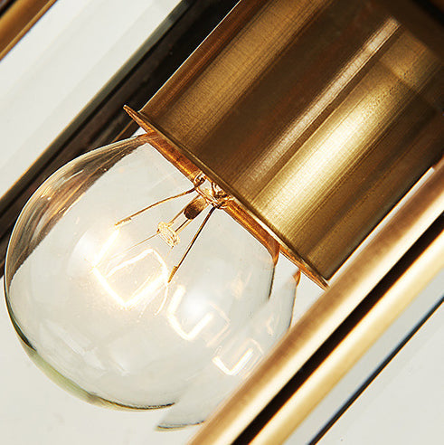 Traditional European Brass Glass Polygonal 1-Light Waterproof Wall Sconce Lamp For Bedroom Patio And Garden | Kalsten