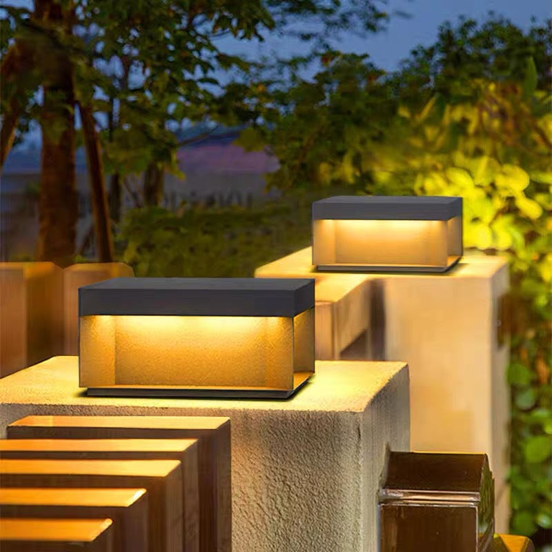 Modern Minimalist Stainless Steel Square LED Outdoor Light With Solar & Waterproof Features For Garden, Patio, Gate | Kalsten