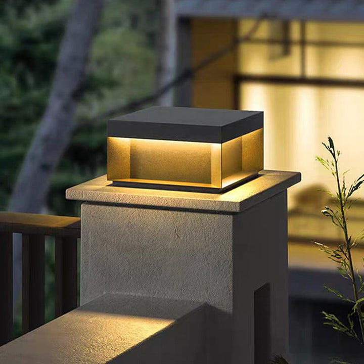 Modern Minimalist Stainless Steel Square LED Outdoor Light With Solar & Waterproof Features For Garden, Patio, Gate | Kalsten