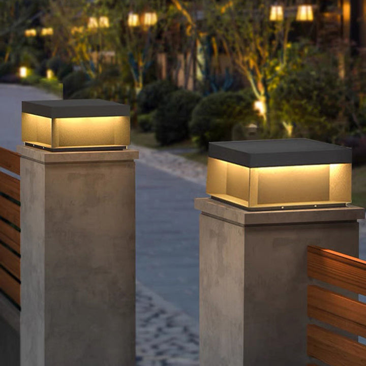 Modern Minimalist Stainless Steel Square LED Outdoor Light With Solar & Waterproof Features For Garden, Patio, Gate | Kalsten