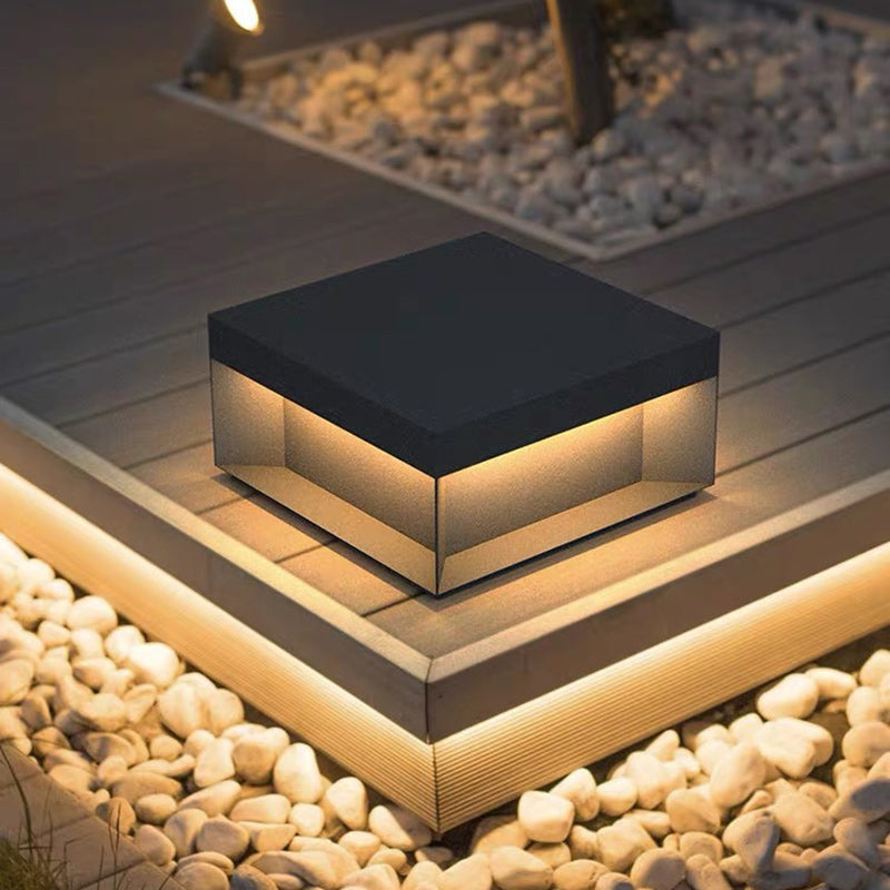 Modern Minimalist Stainless Steel Square LED Outdoor Light With Solar & Waterproof Features For Garden, Patio, Gate | Kalsten