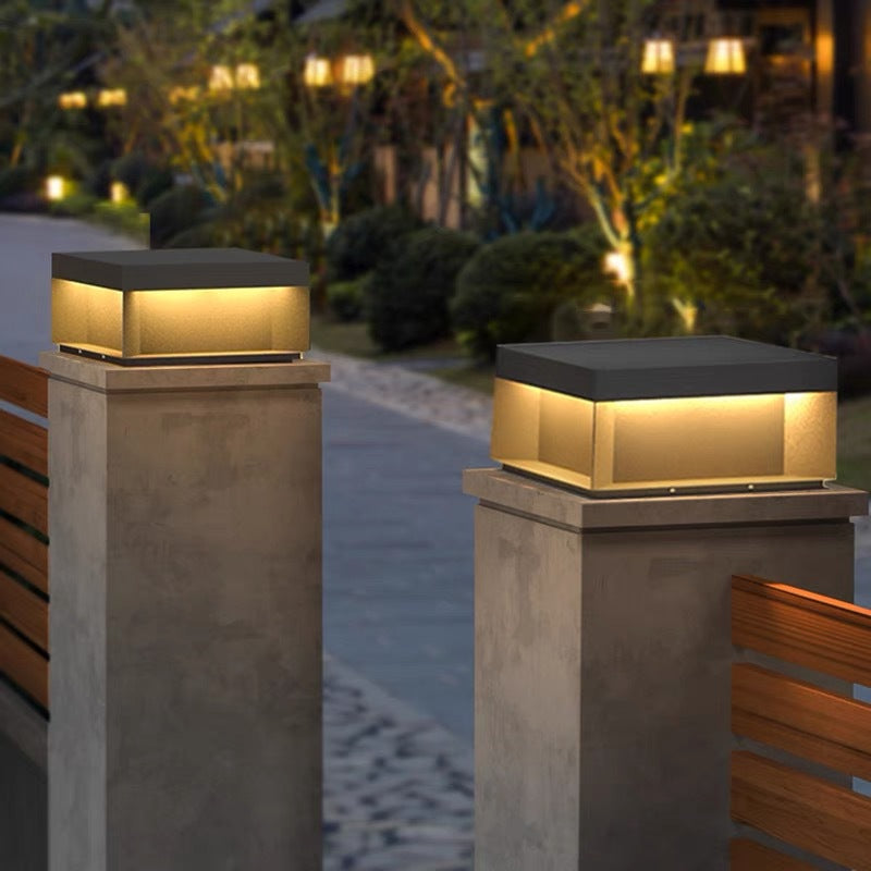 Modern Minimalist Stainless Steel Square LED Outdoor Light With Solar & Waterproof Features For Garden, Patio, Gate | Kalsten