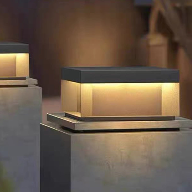 Modern Minimalist Stainless Steel Square LED Outdoor Light With Solar & Waterproof Features For Garden, Patio, Gate | Kalsten