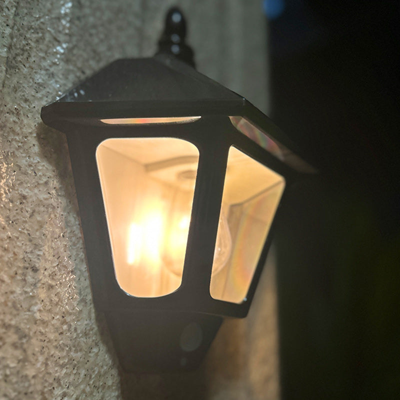 Traditional Chinese ABS Iron Fu Character Cone 1-Light Solar Wall Sconce Lamp For Outdoor | Kalsten