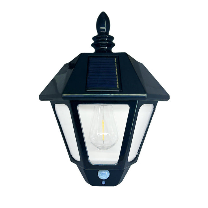 Traditional Chinese ABS Iron Fu Character Cone 1-Light Solar Wall Sconce Lamp For Outdoor | Kalsten