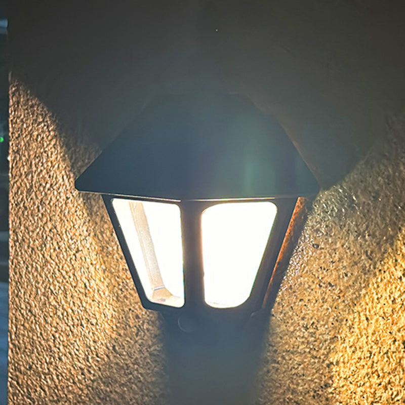 Traditional Chinese ABS Iron Fu Character Cone 1-Light Solar Wall Sconce Lamp For Outdoor | Kalsten