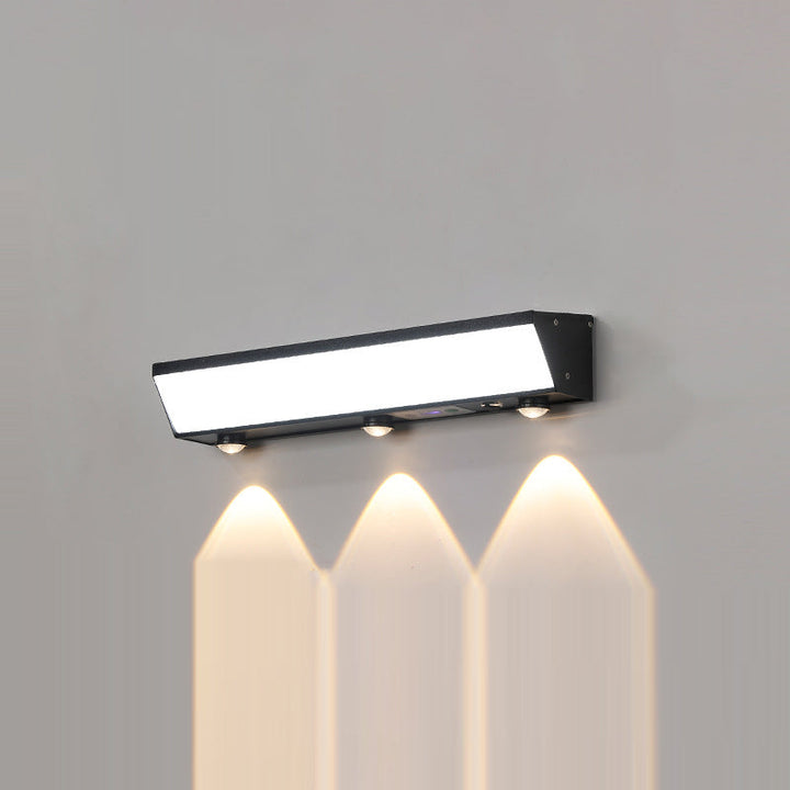 Modern Minimalist Solar Waterproof Motion Sensor Acrylic Aluminum & Stainless Steel Rectangular LED Wall Sconce Lamp For Outdoor Patio | Kalsten
