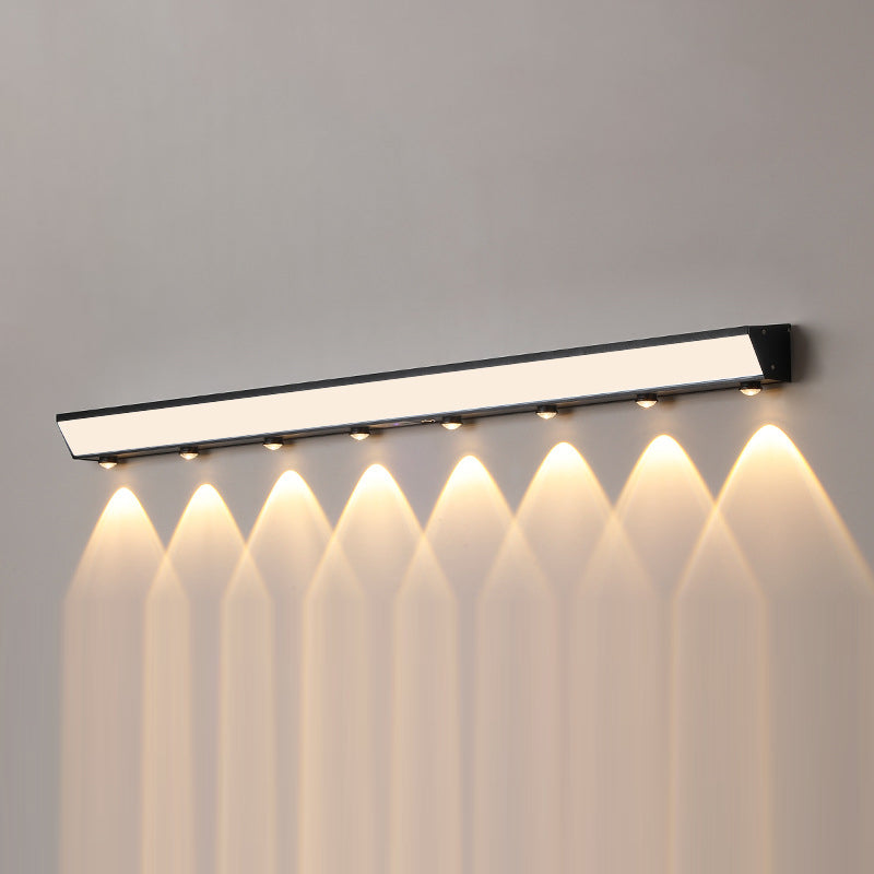 Modern Minimalist Solar Waterproof Motion Sensor Acrylic Aluminum & Stainless Steel Rectangular LED Wall Sconce Lamp For Outdoor Patio | Kalsten