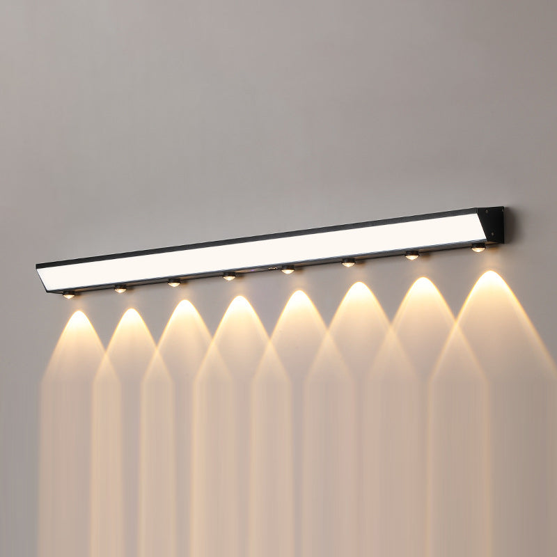 Modern Minimalist Solar Waterproof Motion Sensor Acrylic Aluminum & Stainless Steel Rectangular LED Wall Sconce Lamp For Outdoor Patio | Kalsten