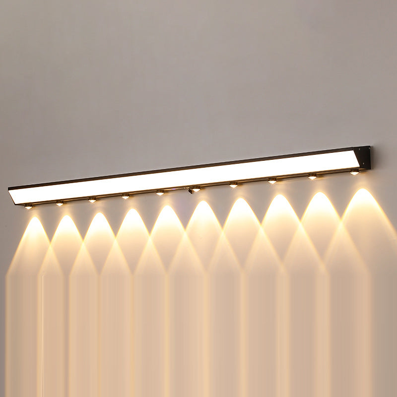 Modern Minimalist Solar Waterproof Motion Sensor Acrylic Aluminum & Stainless Steel Rectangular LED Wall Sconce Lamp For Outdoor Patio | Kalsten