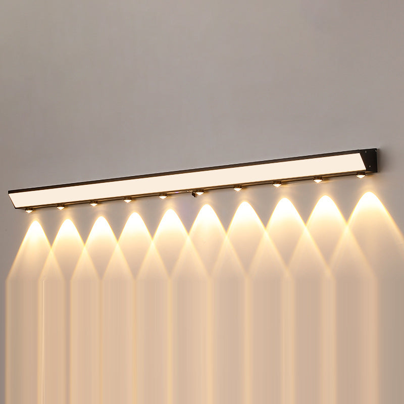 Modern Minimalist Solar Waterproof Motion Sensor Acrylic Aluminum & Stainless Steel Rectangular LED Wall Sconce Lamp For Outdoor Patio | Kalsten