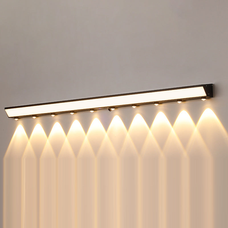 Modern Minimalist Solar Waterproof Motion Sensor Acrylic Aluminum & Stainless Steel Rectangular LED Wall Sconce Lamp For Outdoor Patio | Kalsten