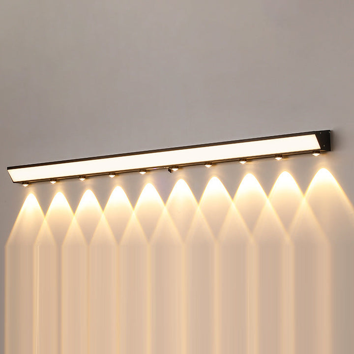 Modern Minimalist Solar Waterproof Motion Sensor Acrylic Aluminum & Stainless Steel Rectangular LED Wall Sconce Lamp For Outdoor Patio | Kalsten