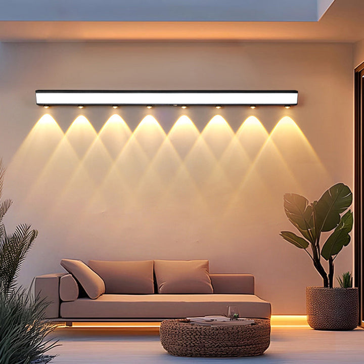 Modern Minimalist Solar Waterproof Motion Sensor Acrylic Aluminum & Stainless Steel Rectangular LED Wall Sconce Lamp For Outdoor Patio | Kalsten