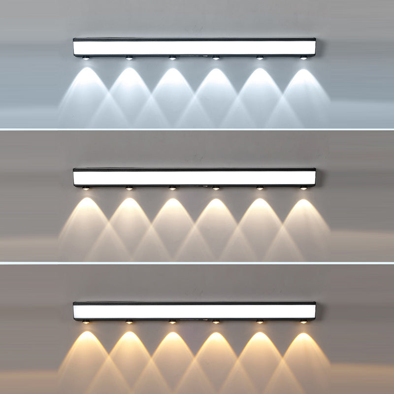 Modern Minimalist Solar Waterproof Motion Sensor Acrylic Aluminum & Stainless Steel Rectangular LED Wall Sconce Lamp For Outdoor Patio | Kalsten