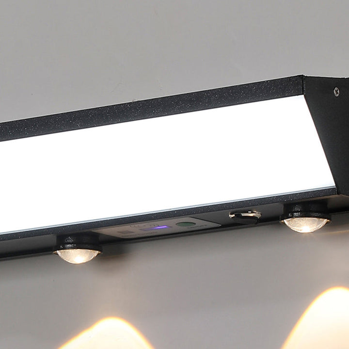 Modern Minimalist Solar Waterproof Motion Sensor Acrylic Aluminum & Stainless Steel Rectangular LED Wall Sconce Lamp For Outdoor Patio | Kalsten