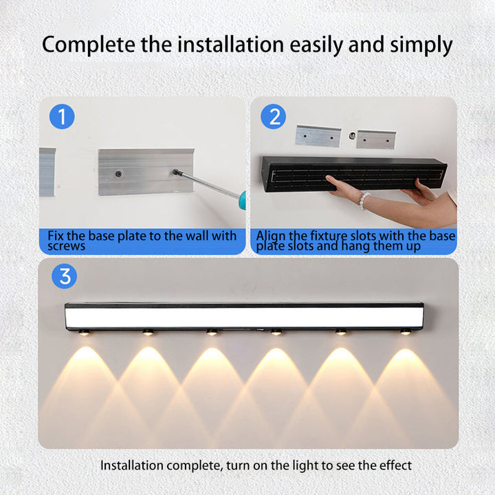 Modern Minimalist Solar Waterproof Motion Sensor Acrylic Aluminum & Stainless Steel Rectangular LED Wall Sconce Lamp For Outdoor Patio | Kalsten