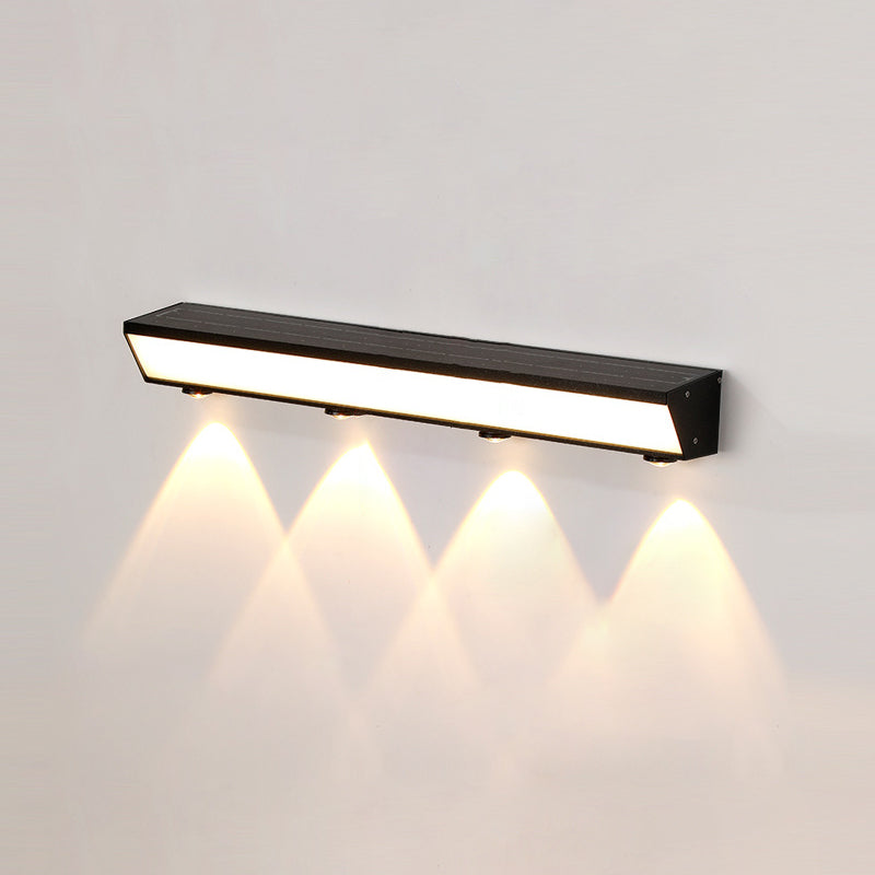 Modern Minimalist Solar Waterproof Motion Sensor Acrylic Aluminum & Stainless Steel Rectangular LED Wall Sconce Lamp For Outdoor Patio | Kalsten